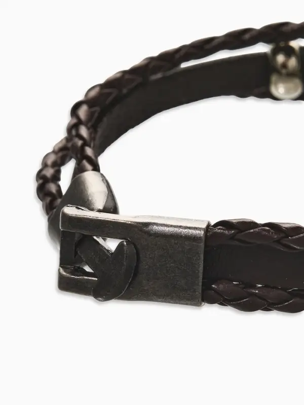 Браслет кожаный &laquo;Совушка&raquo;, L=20 см, коричневый в чернёном серебре