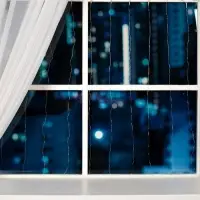 Гирлянда &laquo;Занавес&raquo; 1&times;1 м, роса, IP20, серебристая нить, 100 LED, свечение мульти, 12 В