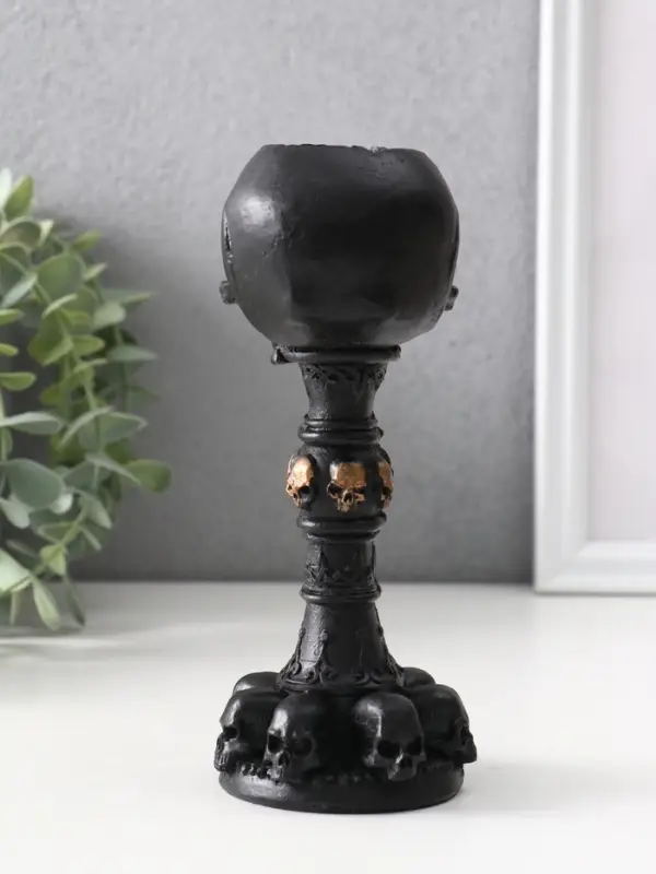 Подсвечник «Череп на ножке», 16×6.5×7.5 см, чёрный