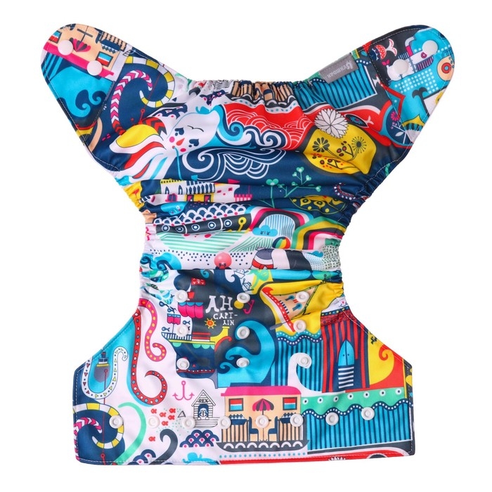 Трусики-подгузник, многоразовый «Океан» на кнопках (S,М,L), Крошка Я