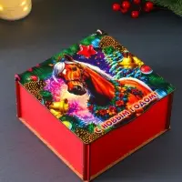 Короб сувенирный, новогодний, подарочный №3 "С Новым Годом" 18х18х9,5 см