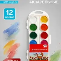 Акварель медовая &laquo;Гамма. Мультики&raquo;, 12 цветов, без кисти, пластик