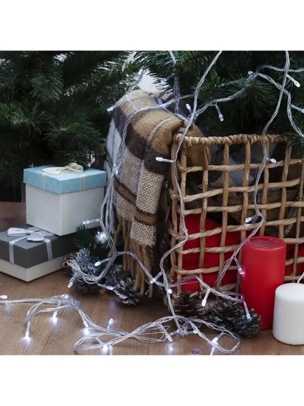 Гирлянда &laquo;Нить&raquo; 20 м, IP20, прозрачная нить, 200 LED, 8 режимов, 220 В, свечение белое