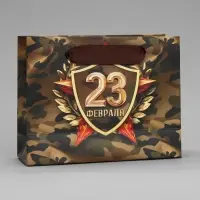 Пакет подарочный ламинированный, упаковка, «С 23 февраля», S 15 х 12 х 5.5 см