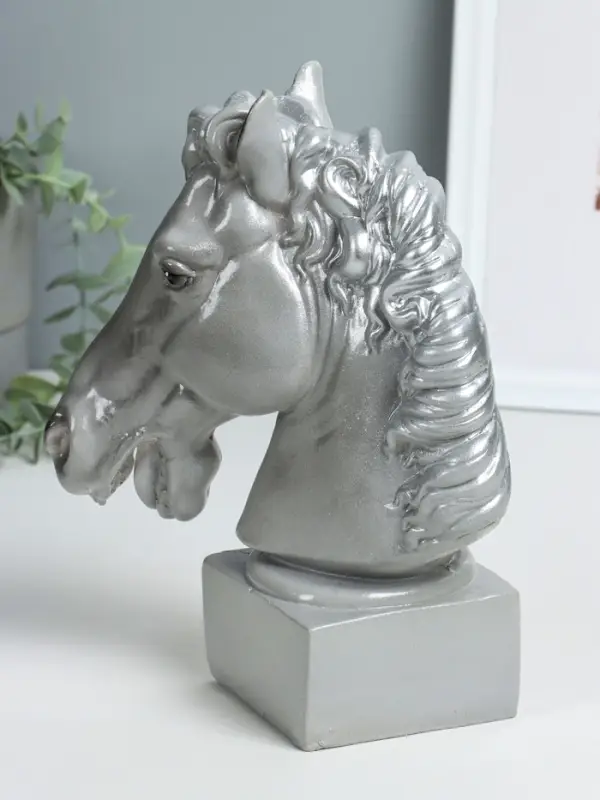 Копилка "Голова коня"  высота 25 см, серый