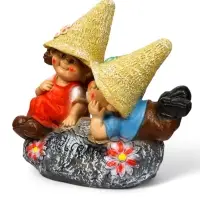 Садовая фигура из полистоуна &laquo;Девочка с мальчиком на камне&raquo;, 42&times;22&times;41 см