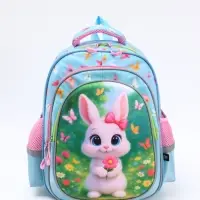 Ранец с эргономичной спинкой 3 отделения, средний "Зая"