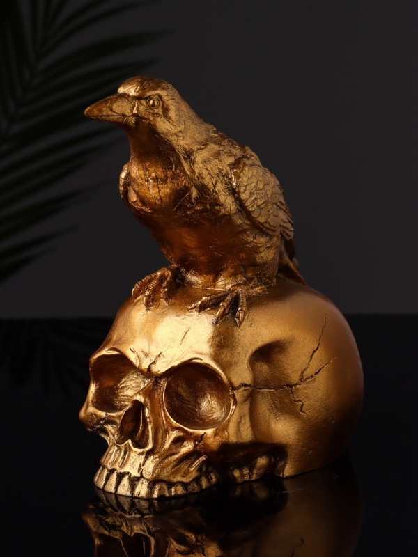 Фигура Фигура "Ворон на черепе" 17х15х15 см, бронза