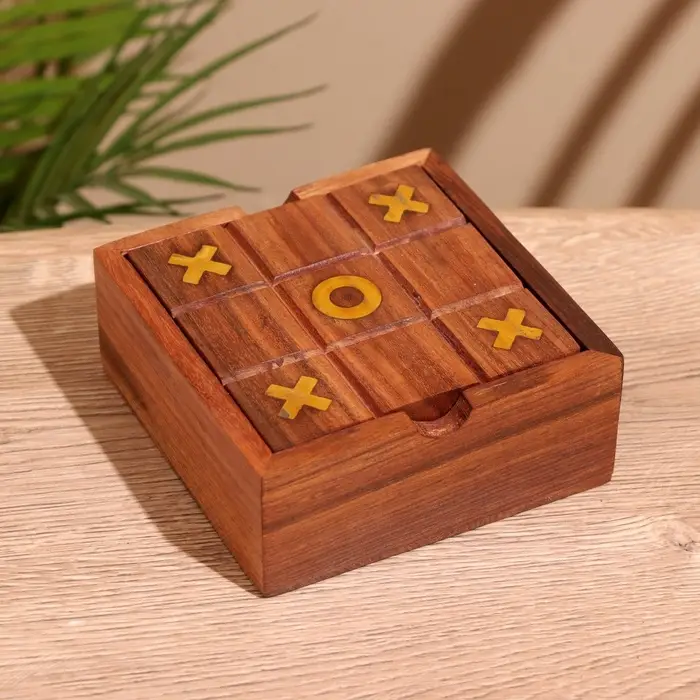 Игра настольная 2 в 1, крестики-нолики, солитёр, 11.5&times;11.5&times;5 см, дерево шишам