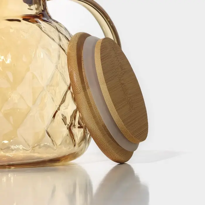 Чайник заварочный стеклянный BellaTenero «Круиз», 1 л, с бамбуковой крышкой и металлическим фильтром, цвет золотой Чайник заварочный стеклянный BellaTenero «Круиз», 1 л, с бамбуковой крышкой и металлическим фильтром, цвет золотой