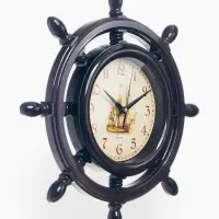 Часы настенные &laquo;Штурвал&raquo;, серия: Море, плавный ход, d=35 см, коричневые