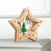 Светодиодная фигура &laquo;Звезда с оленем в лесу&raquo; 18&times;18&times;5 см, дерево, от батареек АААх2, свечение тёплое белое