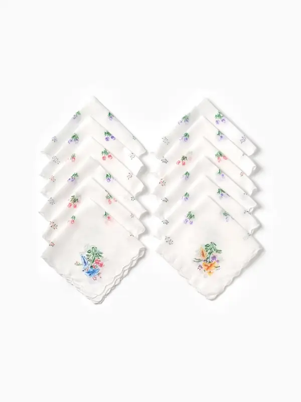 Платки носовые женские Экономь и Я  Платки носовые женские Экономь и Я "Полянка" 30*30 см, (набор 12 шт), рис. МИКС,100% пэ