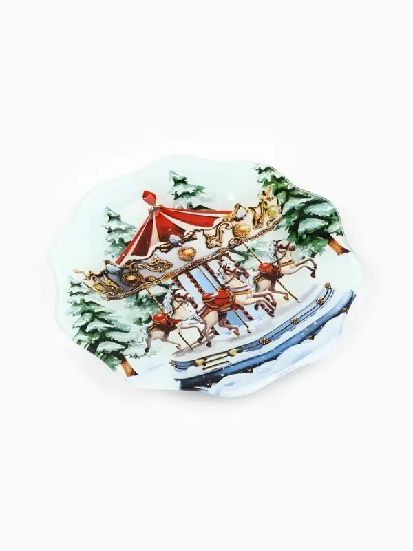Тарелка плоская новогодняя «Карусель», d=20 см Тарелка плоская новогодняя «Карусель», d=20 см