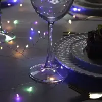 Гирлянда &laquo;Мишура&raquo; 5 м, роса, IP20, серебристая нить, 100 LED, 2 режима, от батареек АА&times;3, свечение мульти