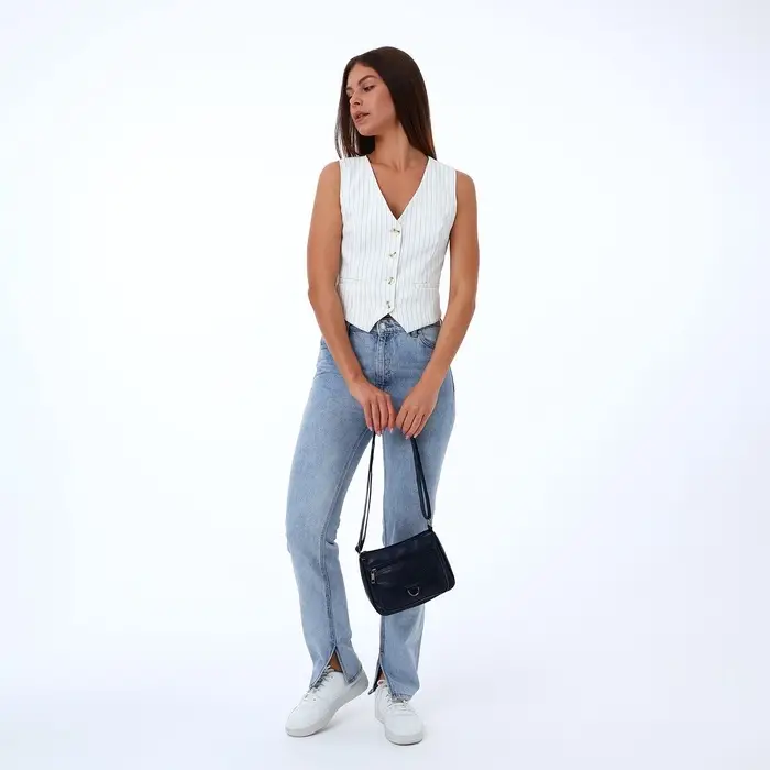 Сумка женская кросс-боди на молнии, 20&times;8.5&times;15 см, однотонная, чёрная