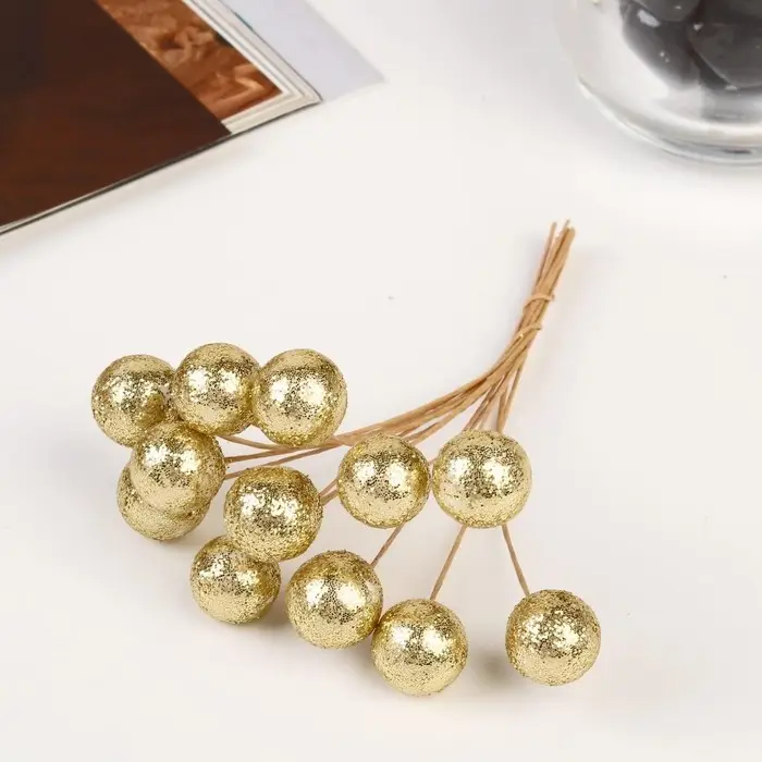 Декор для творчества Декор для творчества "Блестящие шарики" (1 набор=1 букет) в букете 12 шт МИКС 10х1х1 см