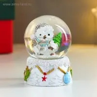 Снежный шар новогодний стеклянный &laquo;Совушка в колпаке, с ёлочкой&raquo;, d=4.5 см, 6&times;4.5&times;4.5 см