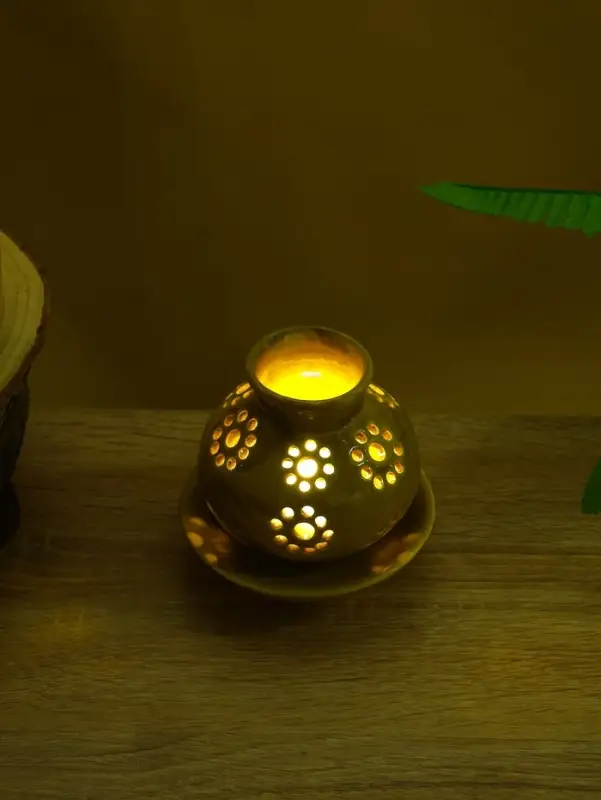 Аромалампа «Кувшин», 9×9×9 см, керамика, бежевая