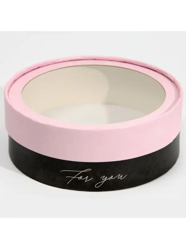 Коробка для макарун, кондитерская упаковка тубус с окном, For you 16&times;16&times;5 см