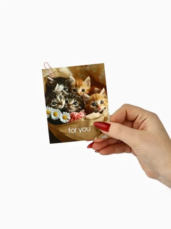 Набор мини-открыток в коробке со скрепками &laquo;Котики&raquo;, 35 штук, 8 x 10 см