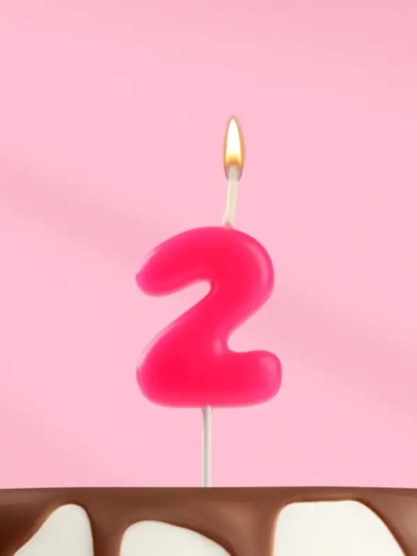 Свеча для торта «Неоновая», цифра 2, розовая Свеча для торта «Неоновая», цифра 2, розовая