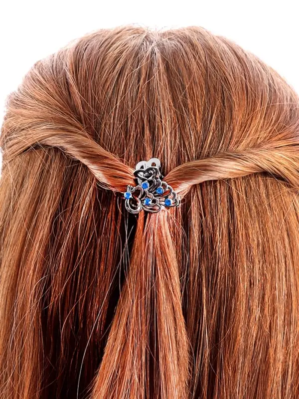 Крабик для волос &laquo;Синий туман&raquo;, павлин, 2.5 см, серебристый