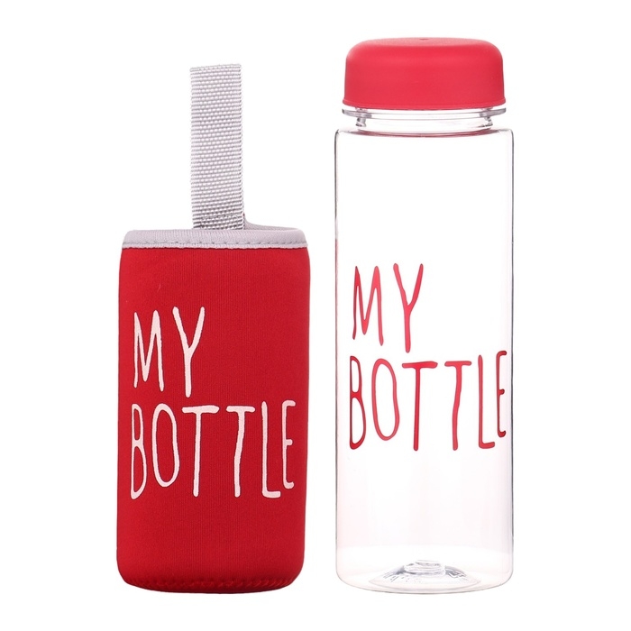 Бутылка для воды, 500 мл, My bottle, 19.5 х 6 см, чехол в комплекте, красная Бутылка для воды, 500 мл, My bottle, 19.5 х 6 см, чехол в комплекте, красная