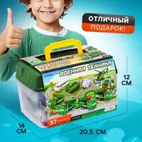 Набор игровой &laquo;Военная техника&raquo;, 37 предметов: 12 инерционных машинок, дорожные знаки, игровое поле, наклейки