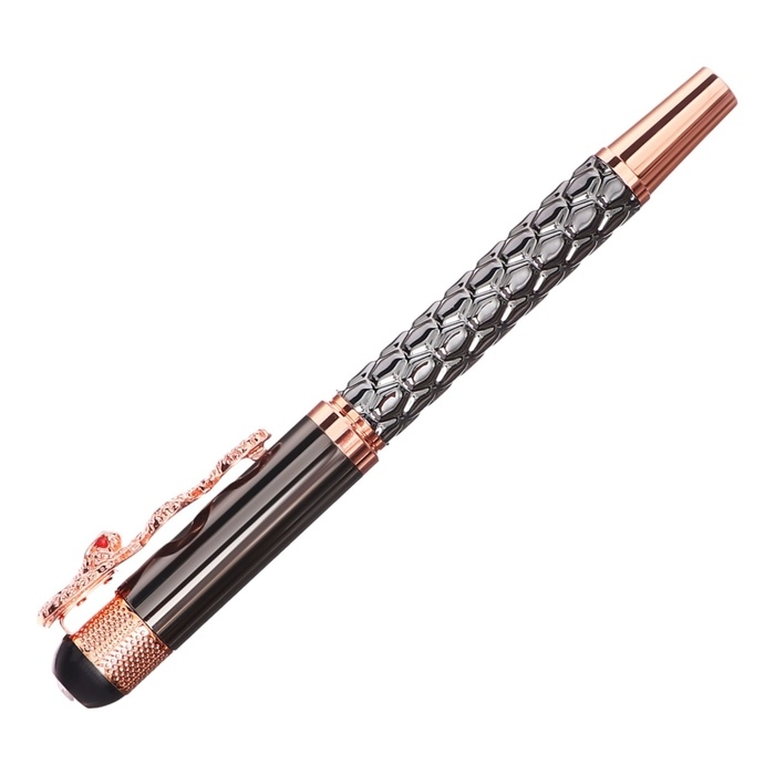 Ручка подарочная роллер в кожзам футляре Змея корпус золото/бронза Ручка подарочная роллер в кожзам футляре Змея корпус золото/бронза