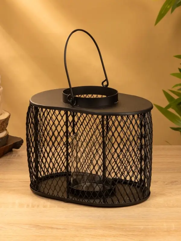 Подсвечник фонарь со стеклянной колбой 19,5х23х15,5 см, d 10 см, металл, цв. чёрный