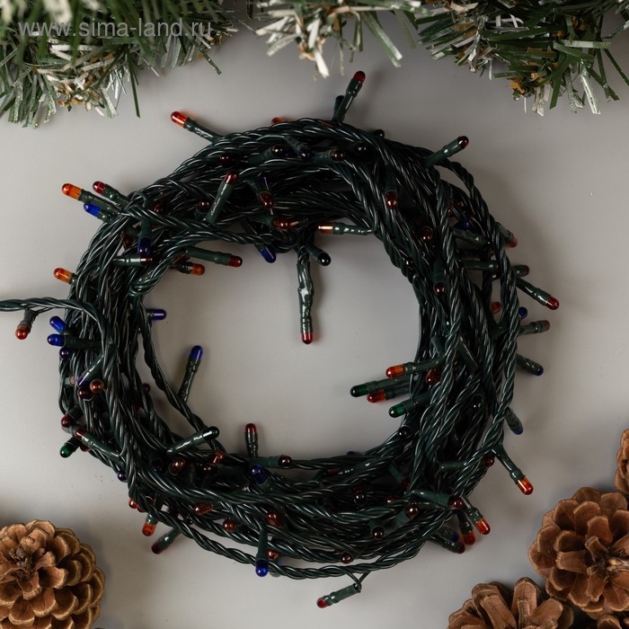 Гирлянда «Нить» 7 м, IP20, тёмная нить, 180 ламп, свечение мульти, 8 режимов, 220 В Гирлянда «Нить» 7 м, IP20, тёмная нить, 180 ламп, свечение мульти, 8 режимов, 220 В