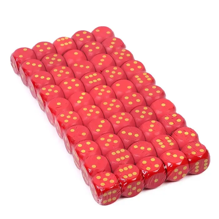 Кубики игральные, 2&times;2 см, набор 50 шт., красные