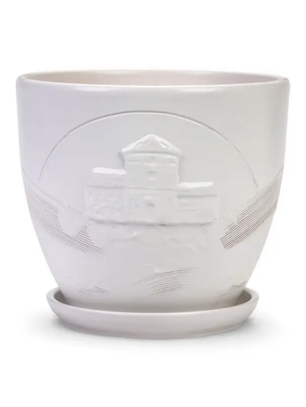 Горшок цветочный с поддоном 5 л, d122/h19,5 см белый керамика, Горшок цветочный с поддоном 5 л, d122/h19,5 см белый керамика, "Голландия" (М)