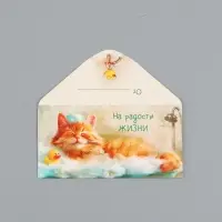 Конверт для денег &laquo;На радости жизни&raquo;, котик в пене, 16,5 х 8 см