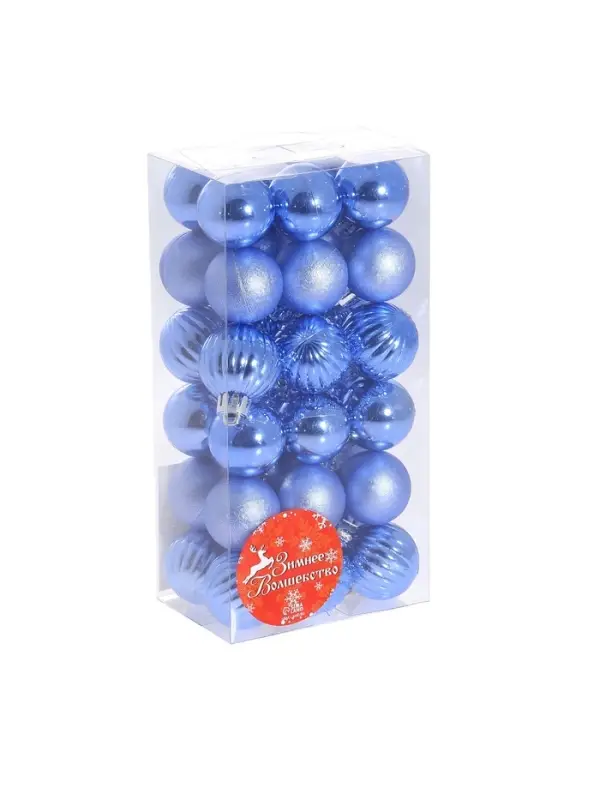 Ёлочные игрушки &laquo;Лагуна ассорти&raquo;, шары новогодние, d=3 см, набор 36 шт., синий