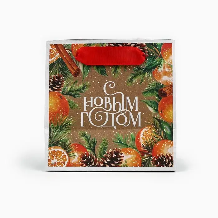 Пакет подарочный новогодний крафтовый квадратный «С Новым годом», 14 х 14 х 9 см Пакет подарочный новогодний крафтовый квадратный «С Новым годом», 14 х 14 х 9 см