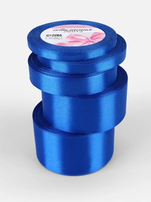 Атласная лента, набор 5 шт., 6/10/20/40/50 мм, 23&plusmn;1 м, синяя №40