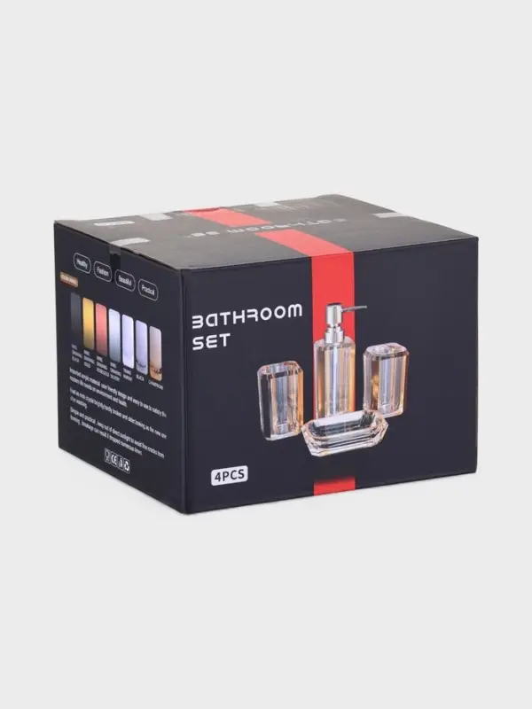 Набор для ванной &laquo;Кристалл&raquo;, 4 предмета, дозатор, 2 стакана, мыльница