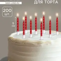 Свечи в торт &laquo;Спираль&raquo;, 200 шт., 5 см, красный металлик