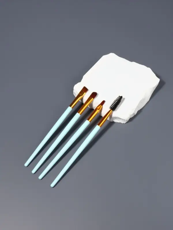 Набор кистей для макияжа COLOR POWER, 4 шт., бирюзовый, золотистый