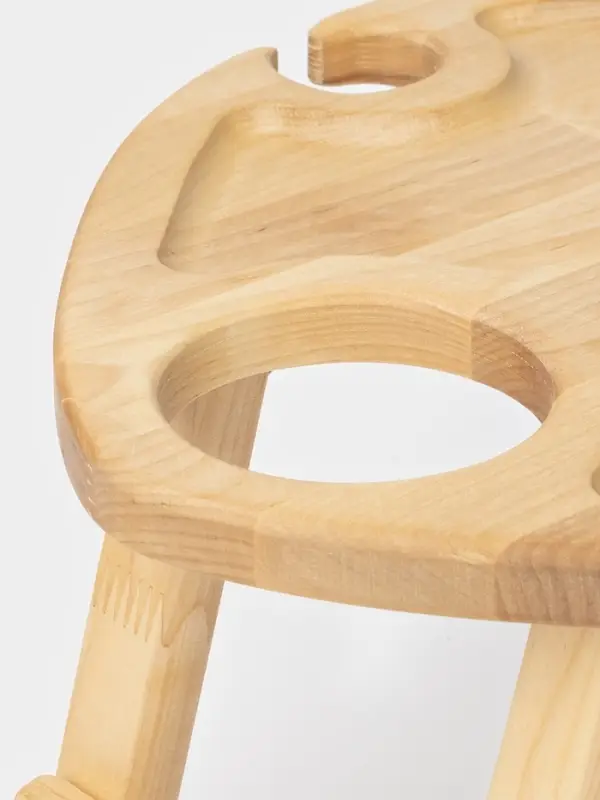 Столик - поднос для вина в форме сердца Adelica, с менажницей и складными ножками, на 2 персоны, d=30&times;1.8 см, дерево берёза