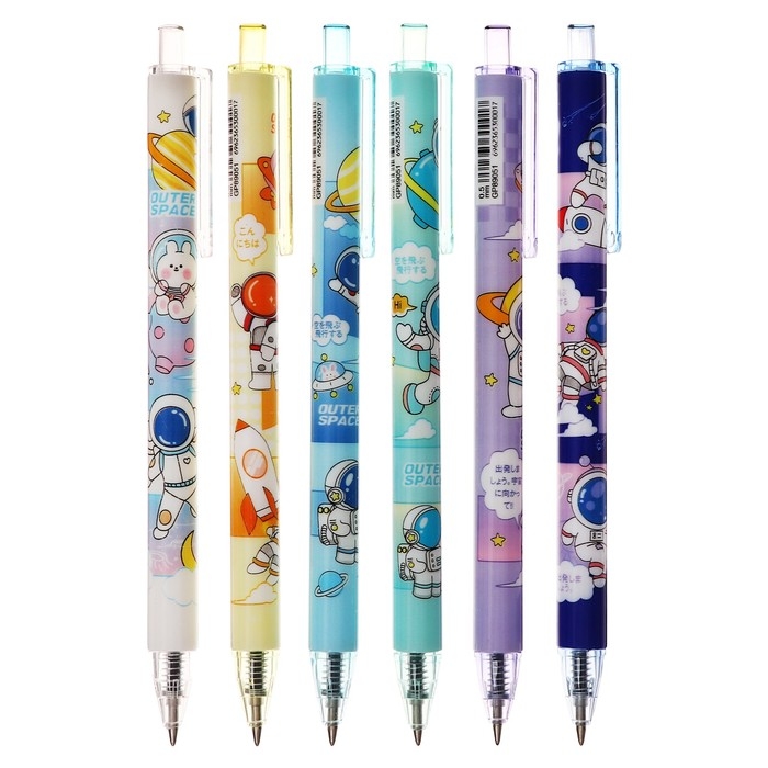 Набор шариковых ручек 12 штук, 0,5мм, автоматическая, корпус с рисунком, чернила черные, МИКС Набор шариковых ручек 12 штук, 0,5мм, автоматическая, корпус с рисунком, чернила черные, МИКС