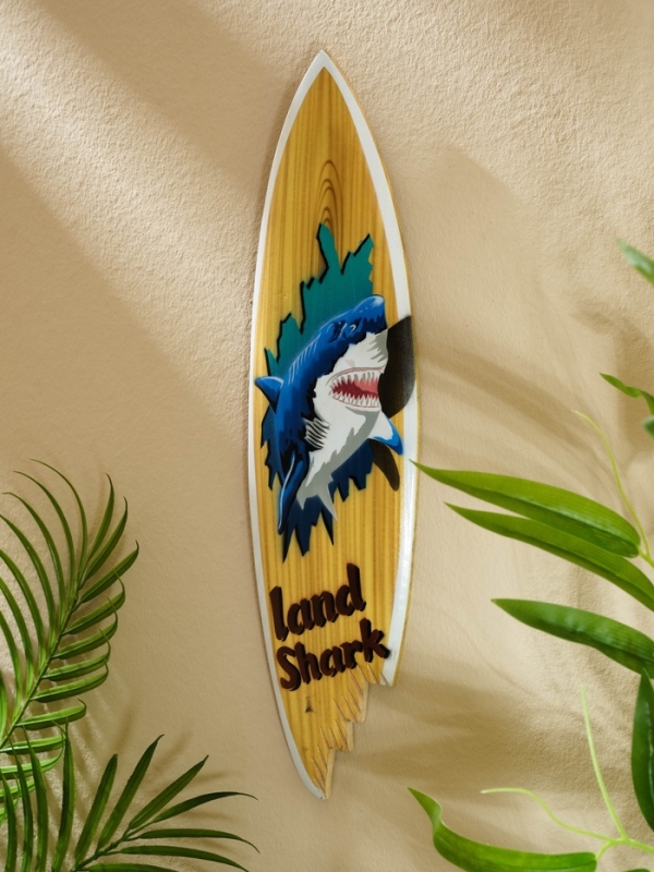 Панно "Доска для сёрфа "Land Shark" дерево 40х11 см