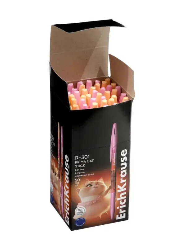 Ручка шариковая ErichKrause Prima Cat Stick, узел 0.7 мм, синяя, МИКС