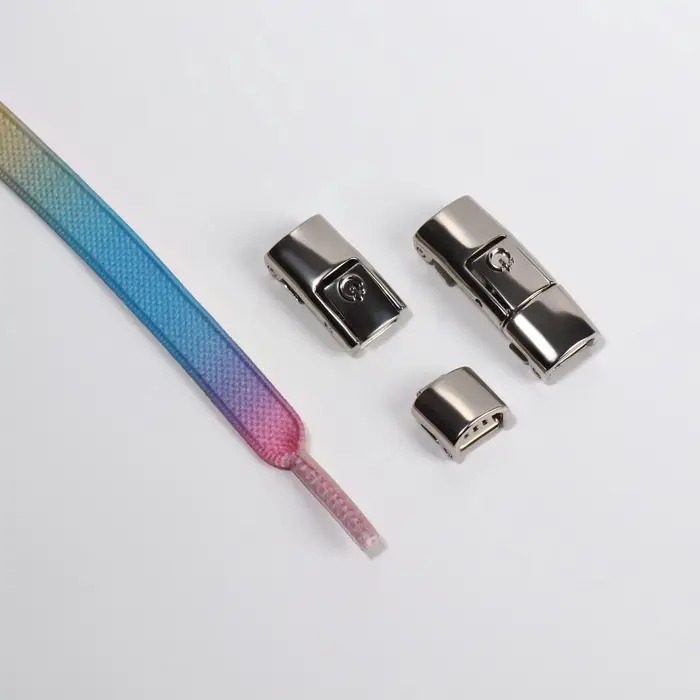 Шнурки для обуви, пара, с плоским сечением и фиксатором на застёжке, 8 мм, 100 см, разноцветные