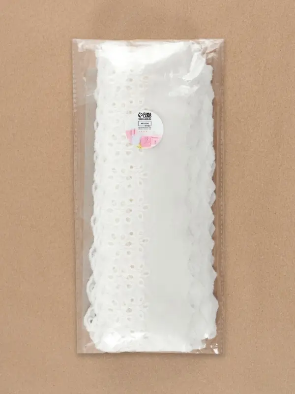 Кружево шитьё, 75 мм, 13.7&plusmn;1 м, белое