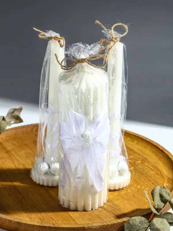 Свечи свадебные  Свечи свадебные "Большая любовь" набор 3 шт (20,5 см + 2 шт по 22 см), белый