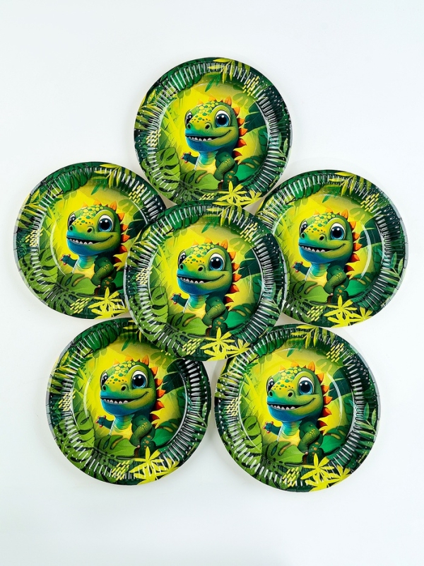 Набор бумажной посуды одноразовый Набор бумажной посуды одноразовый "Динозавр" 6 тарелок, 6 стаканов