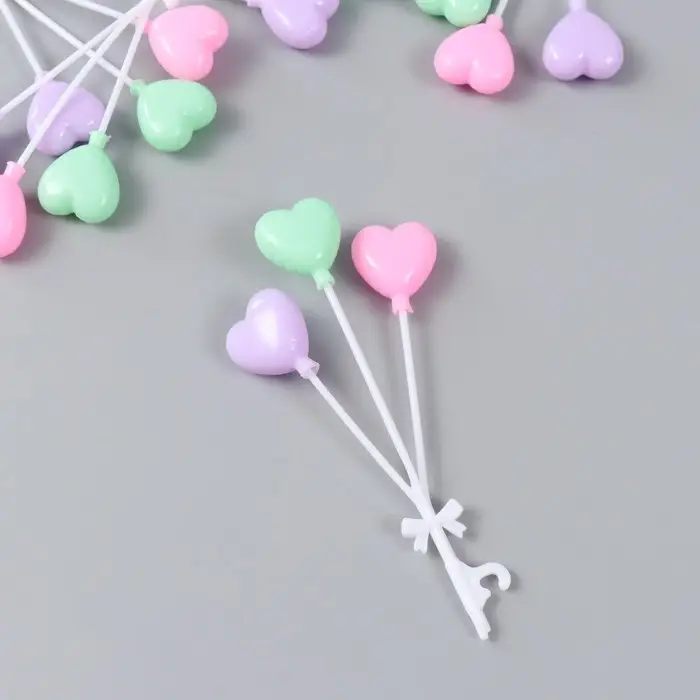 Декоративные элементы для творчества «Арт Узор. Связка воздушных шаров-сердец», набор 3 шт., пластик, 12.5 см